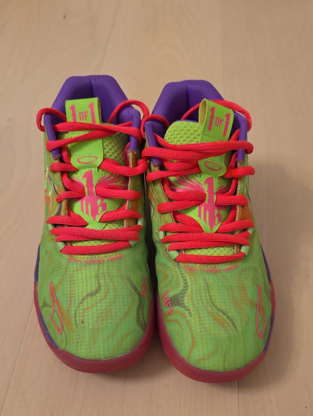 Mens Bright Green & Red Basketball Sneakers Lamelo Ball